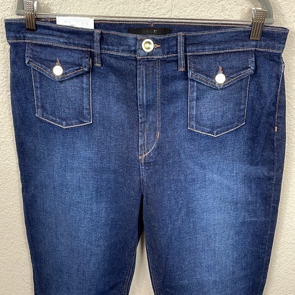 New Joes Jeans 70s Patch Pocket High Rise Bootcut Dark Blue Denim Sz 34 - Picture 4 of 15